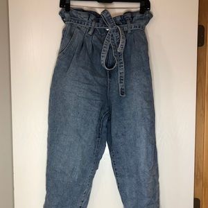 High waisted paper bag jeans